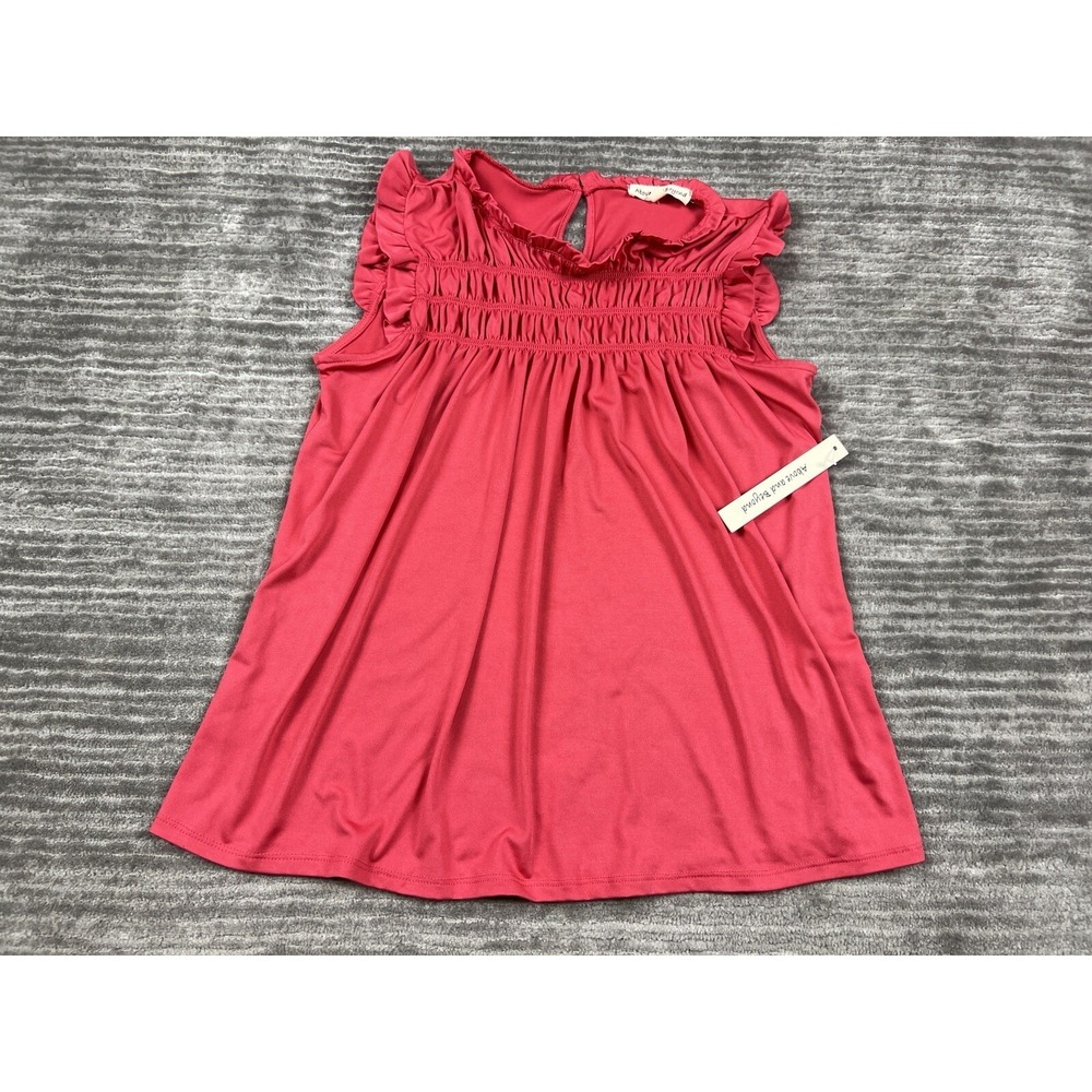 Above and Beyond Top Womens‎ Small Pink Sleeveless Casual Smocked NWT